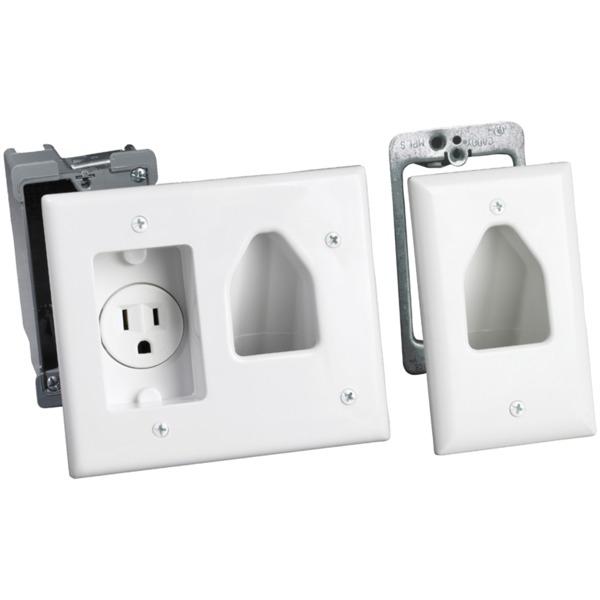 DATACOMM 50-3321-WH-KIT Flat Panel TV Cable Organizer Remodeling Kit with Power Outlet