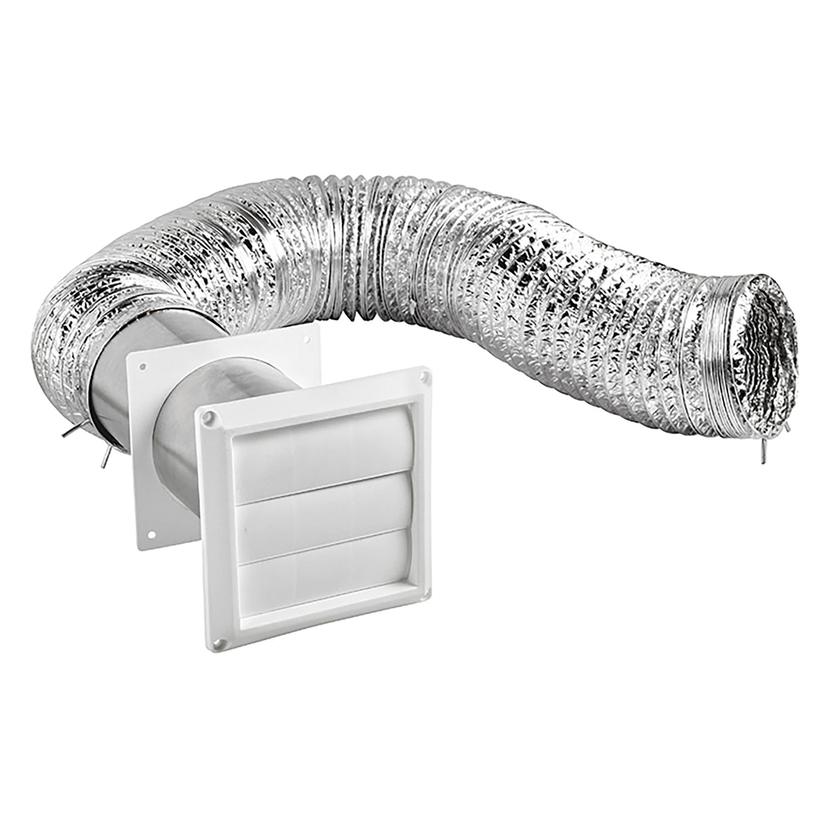 LAMBRO 1379W 4-In. x 8-Ft. UL 2158A Transition Duct Louvered Vent Kit