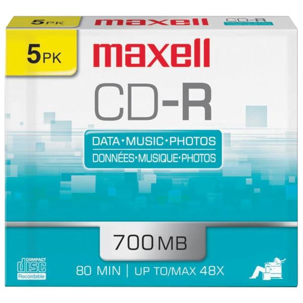 MAXELL 623205/648205 700MB 80-Minute CD-Rs (5 pk; Slim Jewel Cases)