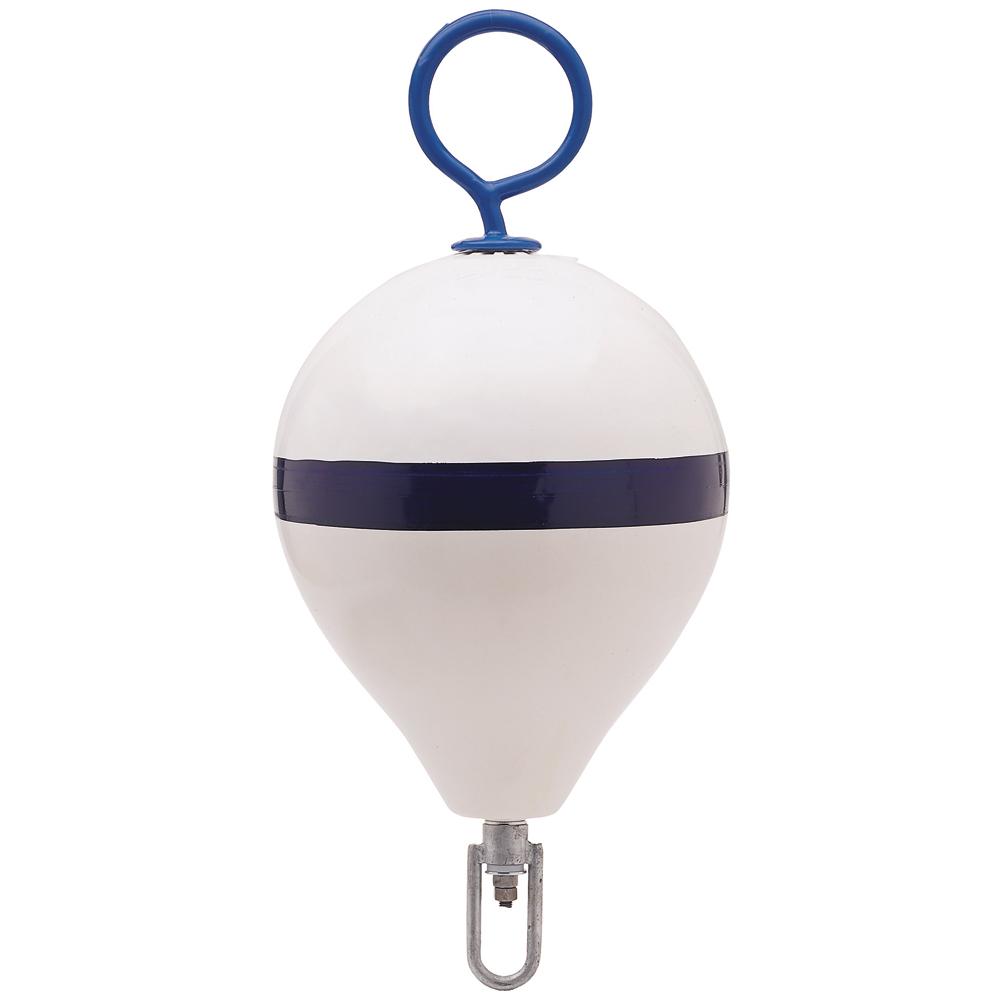 POLYFORM CM-3 WH-STR MOORING BUOY WITH IRON 17 INCH DIAMETER WHITE BLUE STRIPE - High quality product image showing POLYFORM CM-3 WH-STR MOORING BUOY WITH IRON 17 INCH DIAMETER WHITE BLUE STRIPE details and features