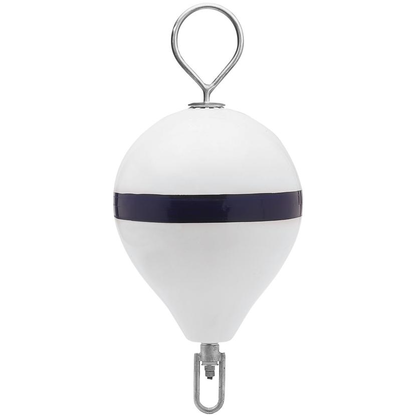 POLYFORM CM-3SS W-STR MOORING BUOY WITH SS 17 INCH DIAMETER WHITE BLUE STRIPE