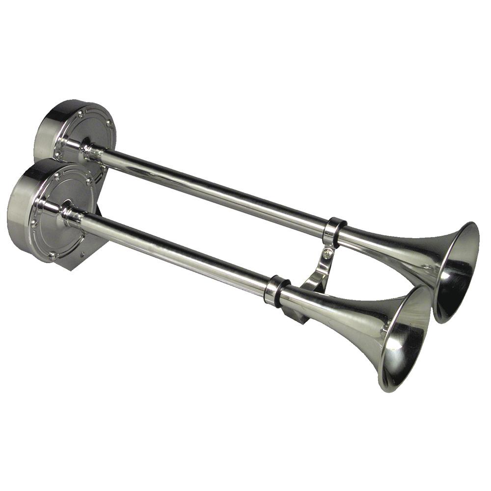 SCHMITT & ONGARO 10028 ONGARO DELUXE SS DUAL TRUMPET HORN - 12V - High quality product image showing SCHMITT & ONGARO 10028 ONGARO DELUXE SS DUAL TRUMPET HORN - 12V details and features