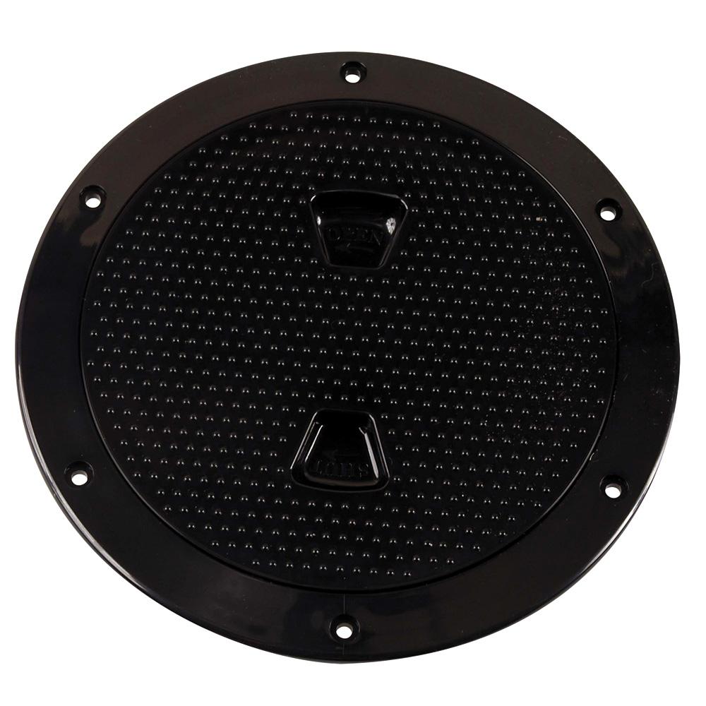 BECKSON DP62-B 6 INCH NON-SKID SCREW OUT DECK PLATE BLACK 6.5 INCH CUTOUT - High quality product image showing BECKSON DP62-B 6 INCH NON-SKID SCREW OUT DECK PLATE BLACK 6.5 INCH CUTOUT details and features