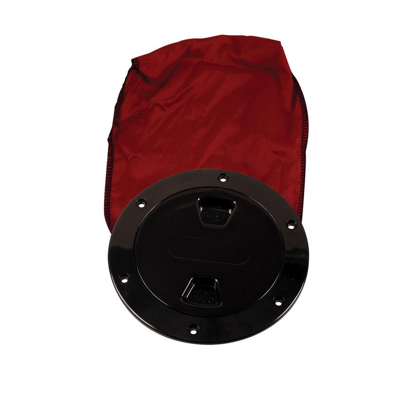 BECKSON DP40BB 4 INCH STOWAWAY DECK PLATE BLACK WITH 12 INCH BAG 4.5 INCH CUTOUT