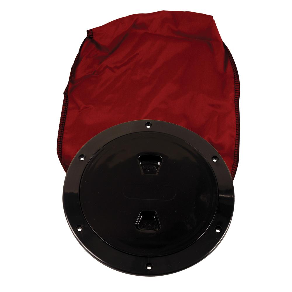BECKSON DP60BB 6 INCH STOWAWAY DECK PLATE BLACK WITH 12 INCH BAG 6.5 INCH CUTOUT - High quality product image showing BECKSON DP60BB 6 INCH STOWAWAY DECK PLATE BLACK WITH 12 INCH BAG 6.5 INCH CUTOUT details and features