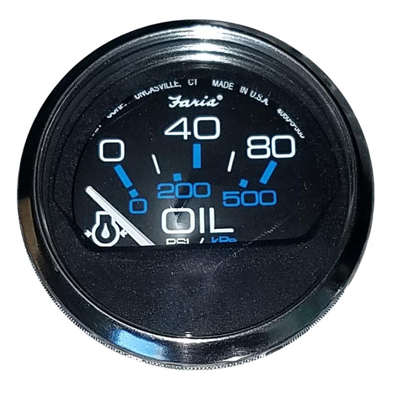 FARIA 13702 CHESAPEAKE BLACK SS 2 INCH OIL PRESSURE GAUGE 80 PSI
