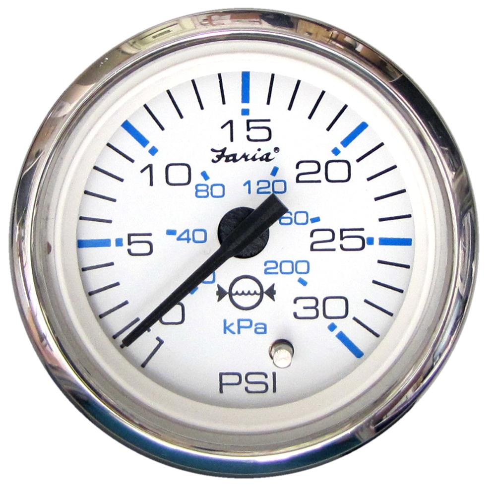 FARIA 13812 CHESAPEAKE WHITE SS 2 INCH WATER PRESSURE GAUGE KIT 30PSI - High quality product image showing FARIA 13812 CHESAPEAKE WHITE SS 2 INCH WATER PRESSURE GAUGE KIT 30PSI details and features