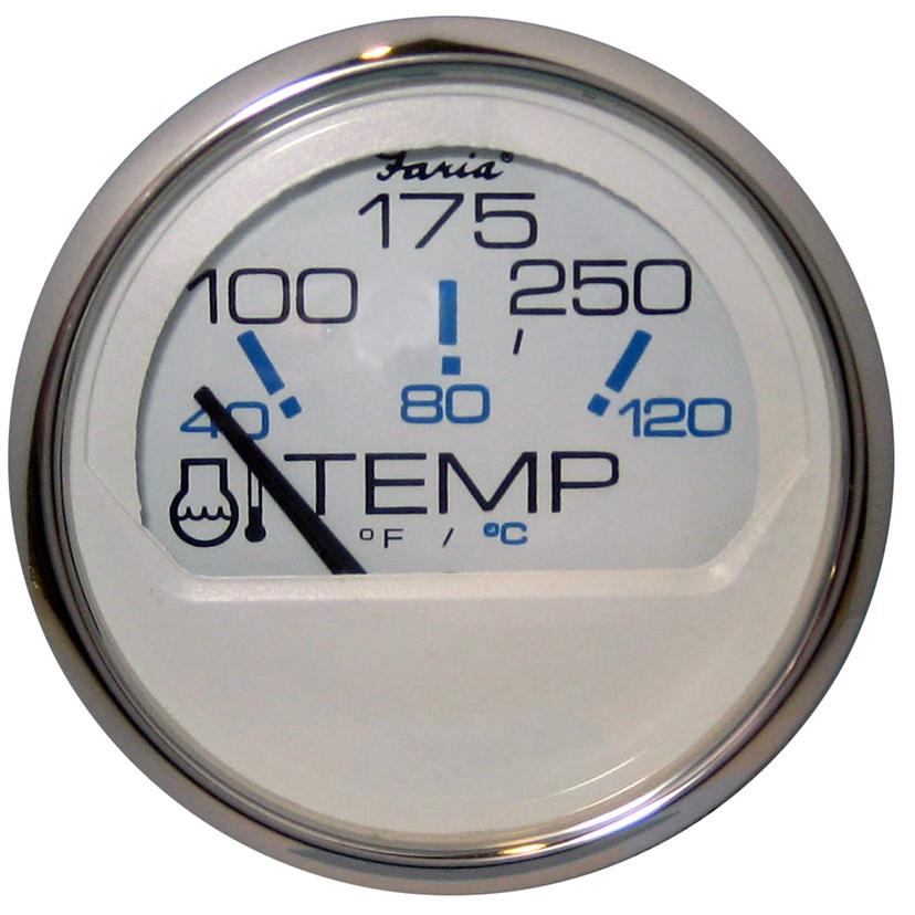 FARIA 13804 CHESAPEAKE WHITE SS 2 INCH WATER TEMPERATURE GAUGE (100-250°F)