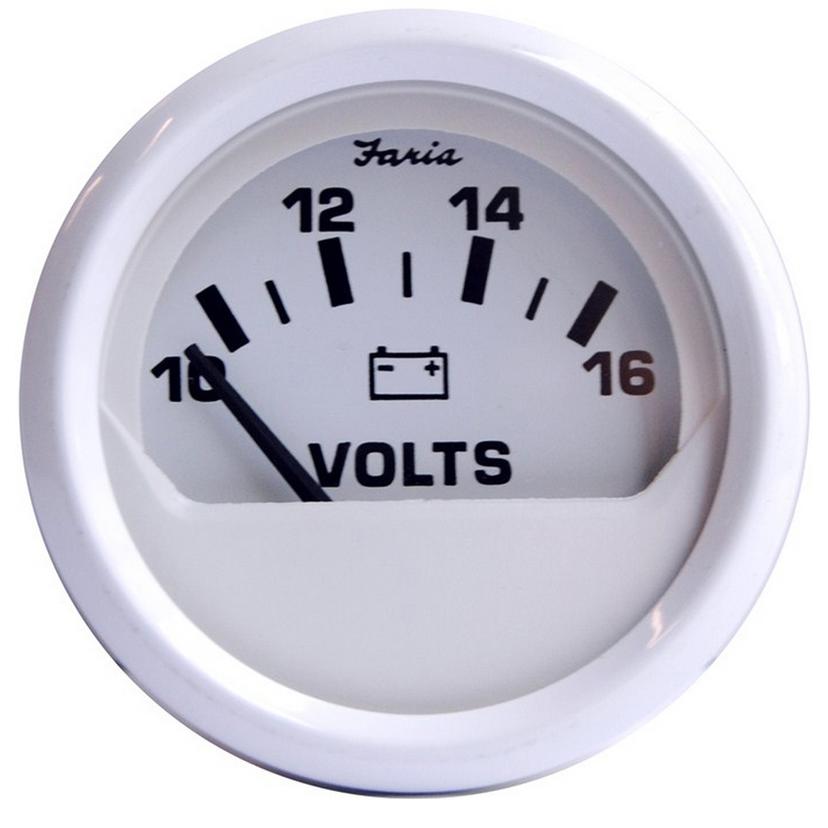 FARIA 13120 DRESS WHITE 2 INCH VOLTMETER 10-16VDC VP9139