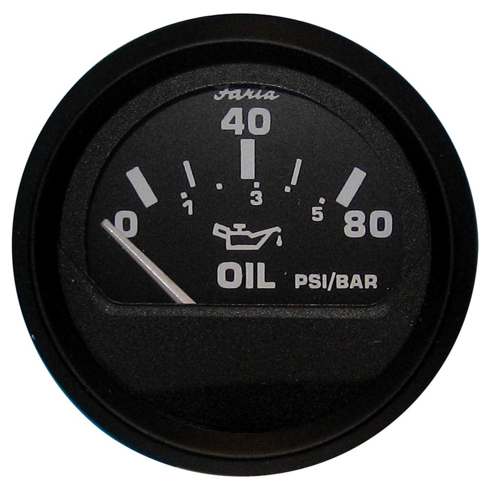 FARIA 12803 EURO BLACK 2 INCH OIL PRESSURE GAUGE 80 PSI GP9599 - High quality product image showing FARIA 12803 EURO BLACK 2 INCH OIL PRESSURE GAUGE 80 PSI GP9599 details and features