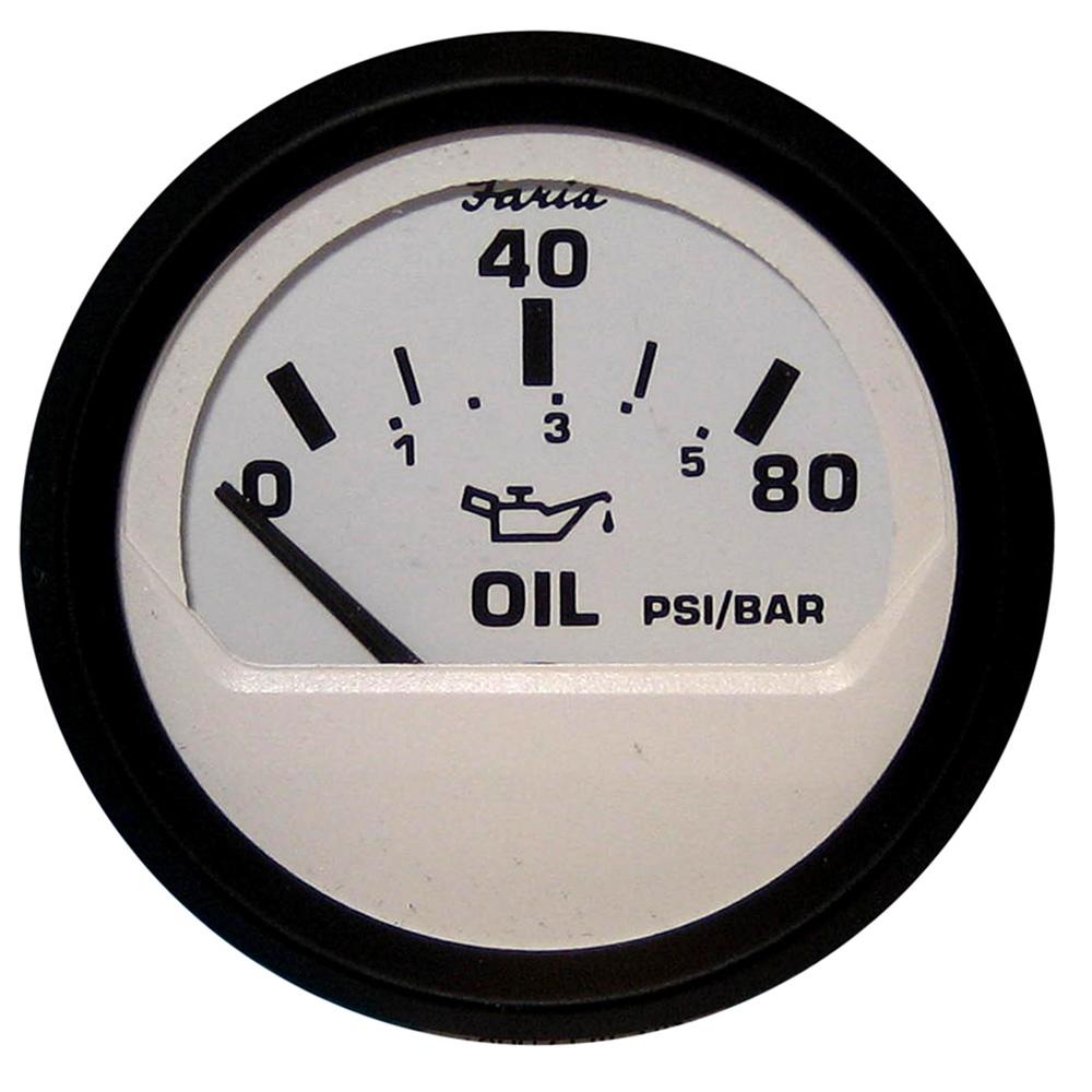 FARIA 12902 EURO WHITE 2 INCH OIL PRESSURE GAUGE 80 PSI GP9596 - High quality product image showing FARIA 12902 EURO WHITE 2 INCH OIL PRESSURE GAUGE 80 PSI GP9596 details and features