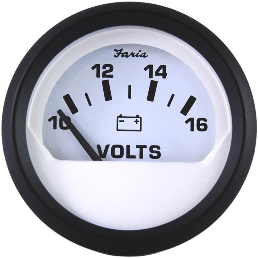 FARIA 12911 EURO WHITE 2 INCH VOLTMETER 10-16VDC VP9136