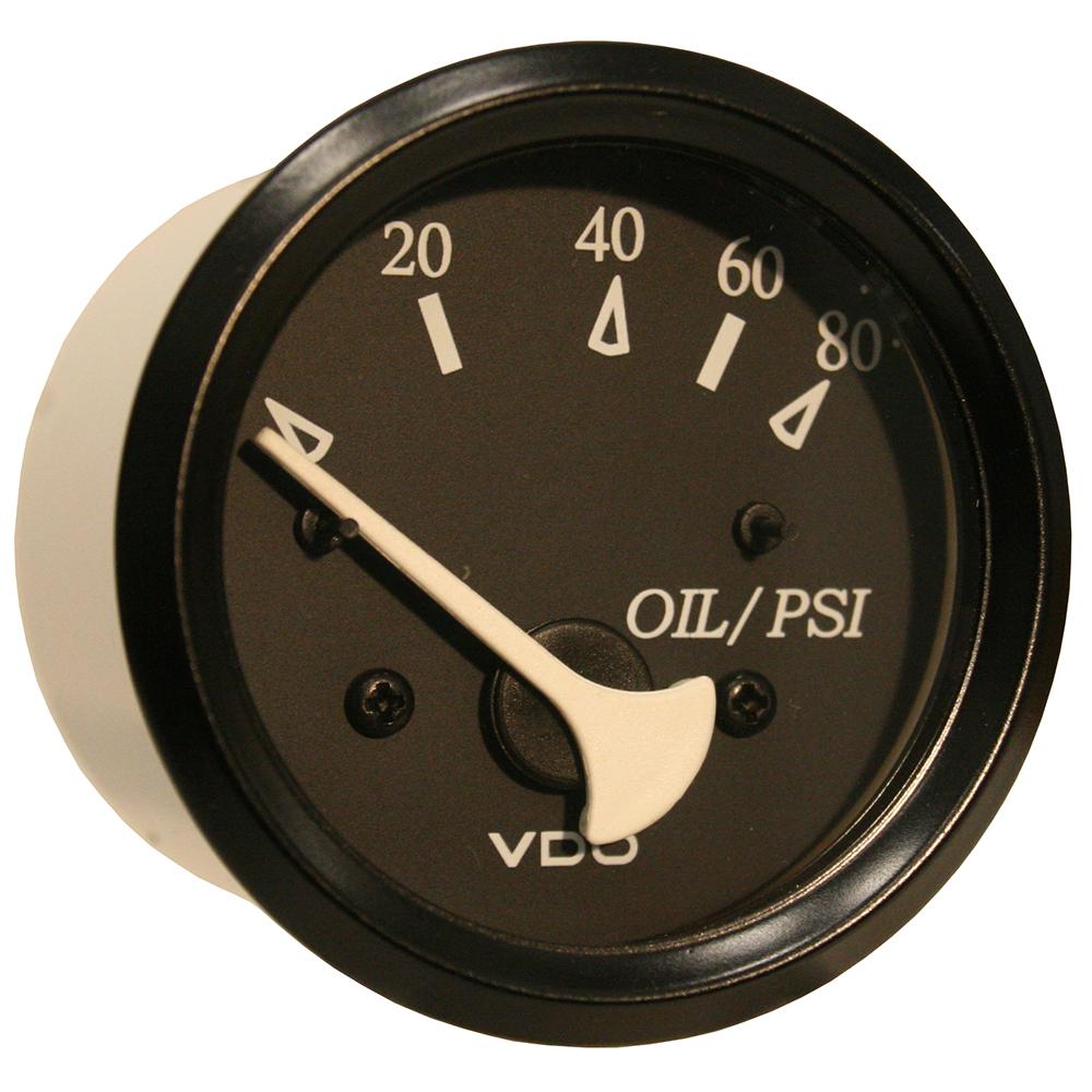 VDO 350-11800 ALLENTARE BLACK 80PSI OIL PRESSURE GAUGE - USE WITH MARINE 240-33 OHM SENDER - 12V - BLACK BEZEL - High quality product image showing VDO 350-11800 ALLENTARE BLACK 80PSI OIL PRESSURE GAUGE - USE WITH MARINE 240-33 OHM SENDER - 12V - BLACK BEZEL details and features