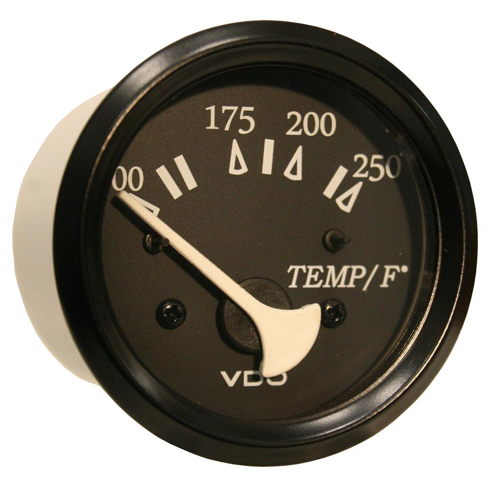 VDO 310-11801 ALLENTARE BLACK 250°F WATER TEMPERATURE GAUGE - USE WITH MARINE 450-29 OHM SENDER - 12V - BLACK BEZEL - High quality product image showing VDO 310-11801 ALLENTARE BLACK 250°F WATER TEMPERATURE GAUGE - USE WITH MARINE 450-29 OHM SENDER - 12V - BLACK BEZEL details and features