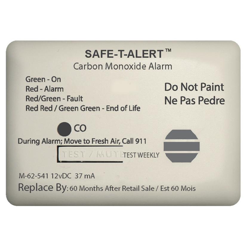 SAFE-T-ALERT 62-541-MARINE-RLY-NC 62 SERIES CARBON MONOXIDE ALARM WITH RELAY - 12V - SURFACE MOUNT - WHITE