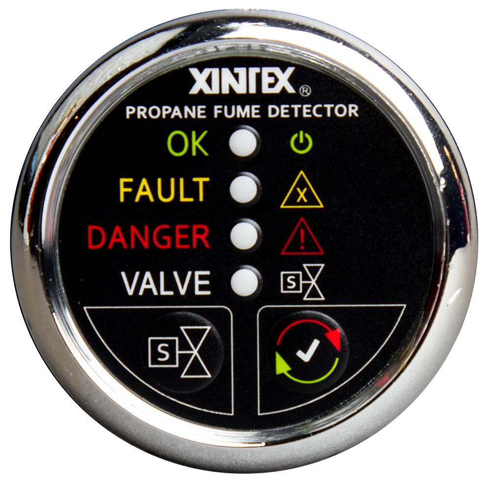 FIREBOY-XINTEX P-1CS-R XINTEX XINTEX PROPANE FUME DETECTOR WITH PLASTIC SENSOR & SOLENOID VALVE - CHROME BEZEL DISPLAY - High quality product image showing FIREBOY-XINTEX P-1CS-R XINTEX XINTEX PROPANE FUME DETECTOR WITH PLASTIC SENSOR & SOLENOID VALVE - CHROME BEZEL DISPLAY details and features