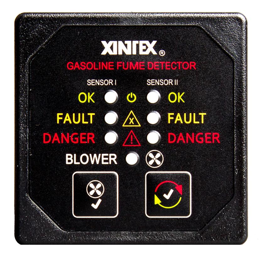 FIREBOY-XINTEX G-2BB-R XINTEX GASOLINE FUME DETECTOR & BLOWER CONTROL WITH 2 PLASTIC SENSORS - BLACK BEZEL DISPLAY