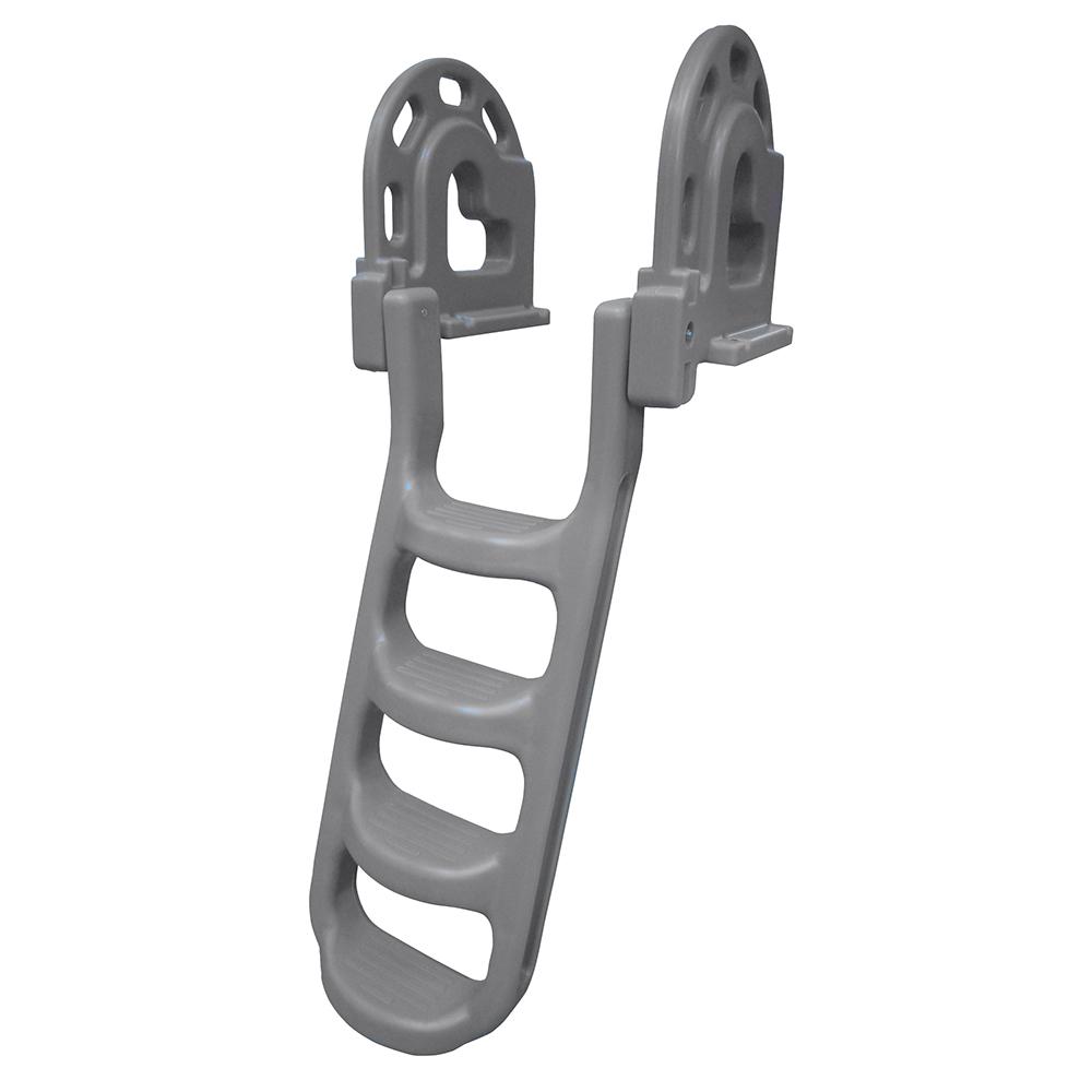 DOCK EDGE 2084-F STAND-OFF FLIP-UP POLYETHYLENE ROTO MOLDED 4-STEP DOCK LADDER - GREY - The Twister Group Tools product