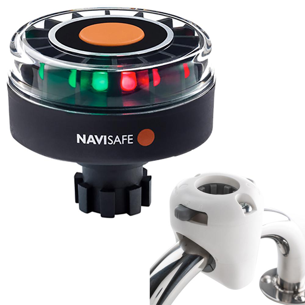 NAVISAFE 342KIT3 NAVILIGHT TRICOLOR 2NM WITH NAVIBOLT BASE & RAIL MOUNT - WHITE - High quality product image showing NAVISAFE 342KIT3 NAVILIGHT TRICOLOR 2NM WITH NAVIBOLT BASE & RAIL MOUNT - WHITE details and features