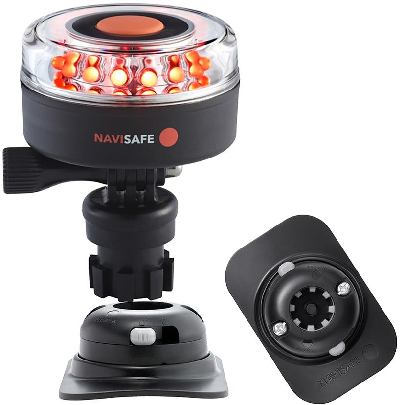 NAVISAFE 045KIT2 NAVILIGHT ALL RED 360 DEGREE 2NM WITH NAVIMOUNT BASE & RIB MOUNT - BLACK