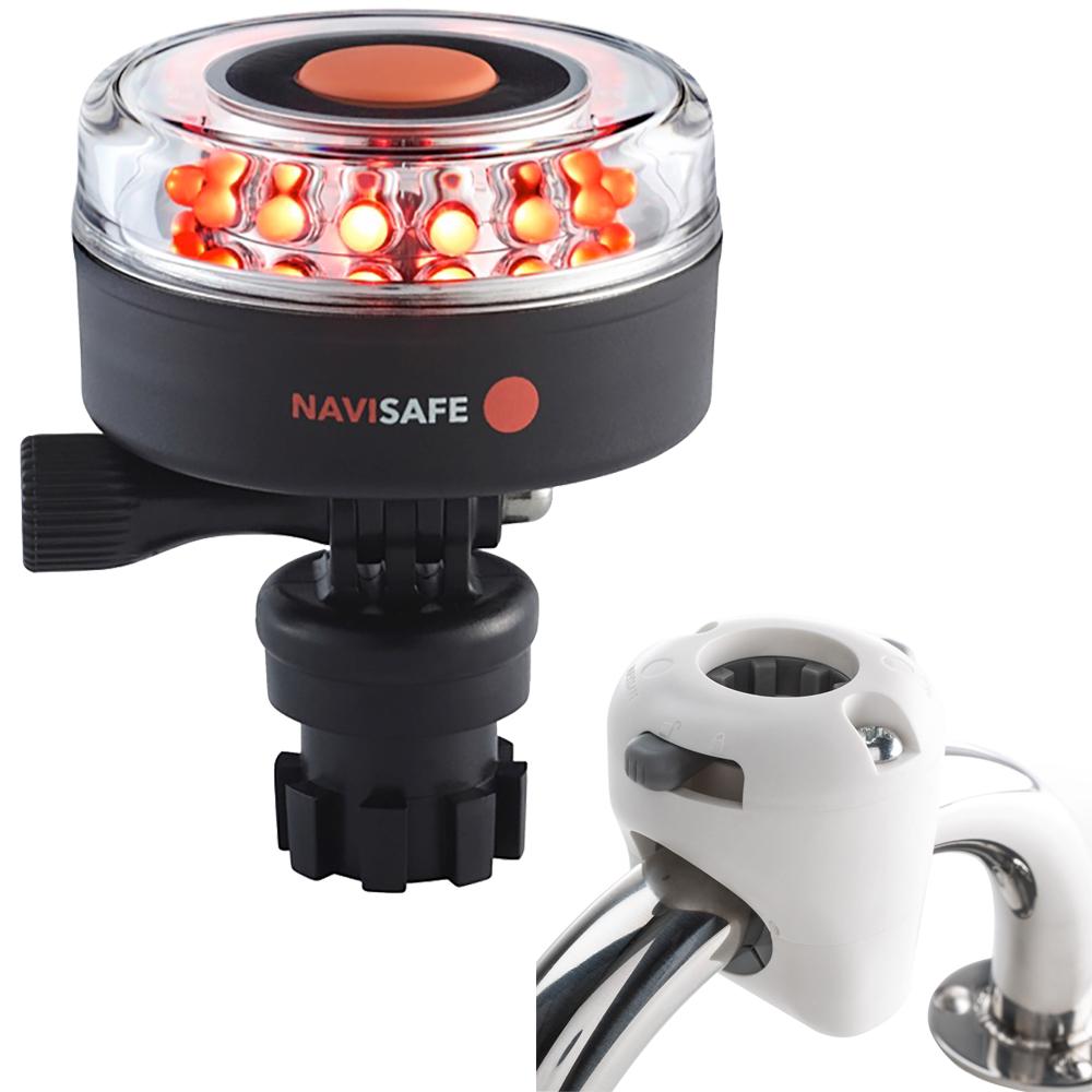 NAVISAFE 045KIT3 NAVILIGHT ALL RED 360 DEGREE 2NM WITH NAVIMOUNT BASE & RAIL MOUNT - WHITE - High quality product image showing NAVISAFE 045KIT3 NAVILIGHT ALL RED 360 DEGREE 2NM WITH NAVIMOUNT BASE & RAIL MOUNT - WHITE details and features