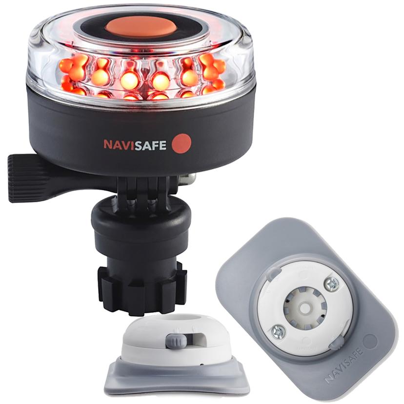 NAVISAFE 045KIT4 NAVILIGHT ALL RED 360° 2NM W/NAVIMOUNT BASE & RIB MOUNT - WHITE