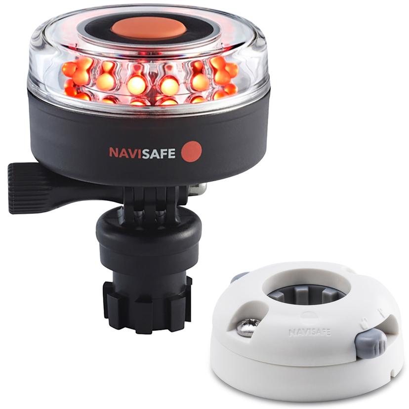 NAVISAFE 045KIT5 NAVILIGHT ALL RED 360 DEGREE 2NM WITH NAVIMOUNT BASE & HORIZONTAL MOUNT - WHITE