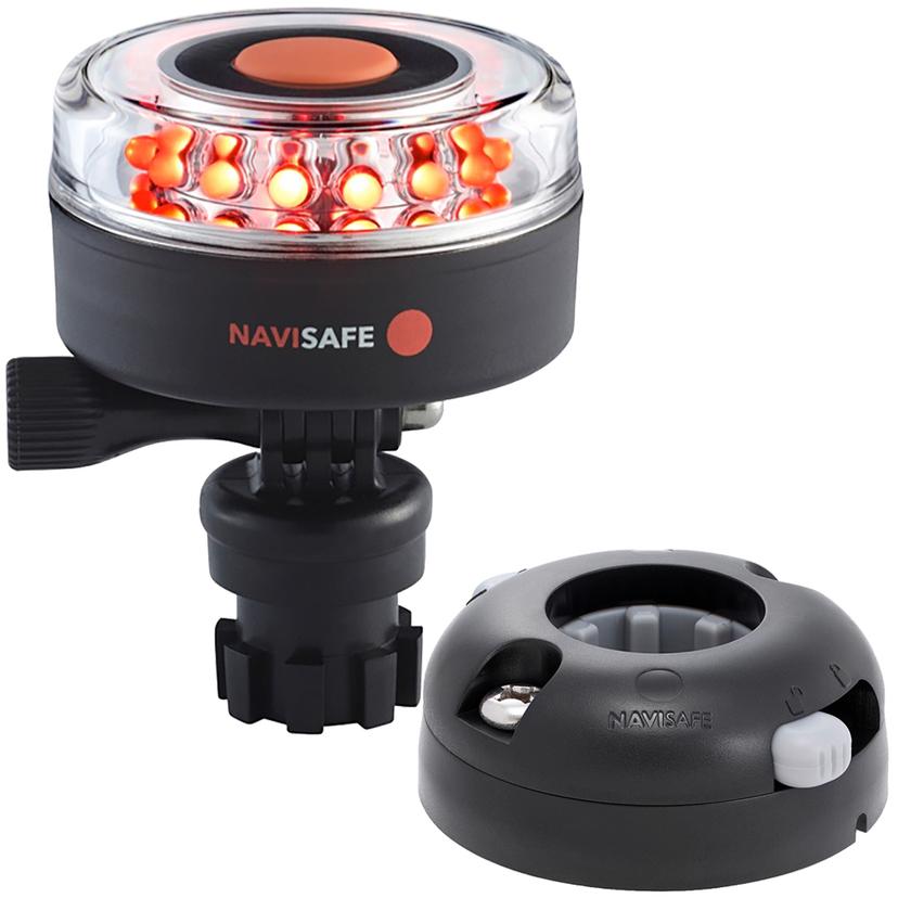 NAVISAFE 045KIT7 NAVILIGHT ALL RED 360 DEGREE 2NM WITH NAVIMOUNT BASE & HORIZONTAL MOUNT - BLACK
