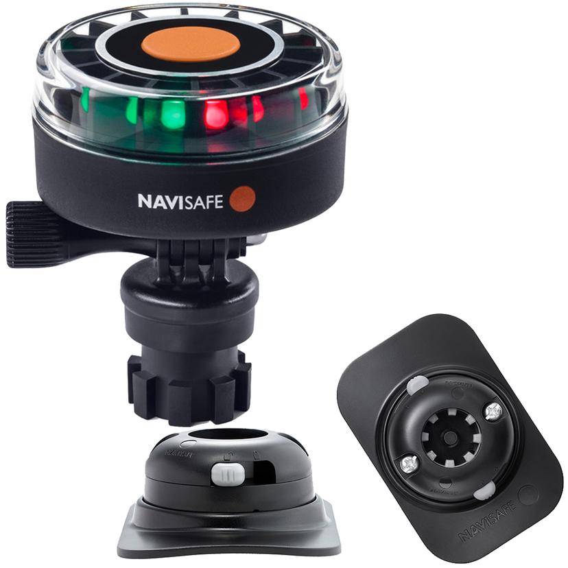 NAVISAFE 340KIT2 NAVILIGHT 2NM TRICOLOR WITH NAVIMOUNT BASE & RIB MOUNT - BLACK