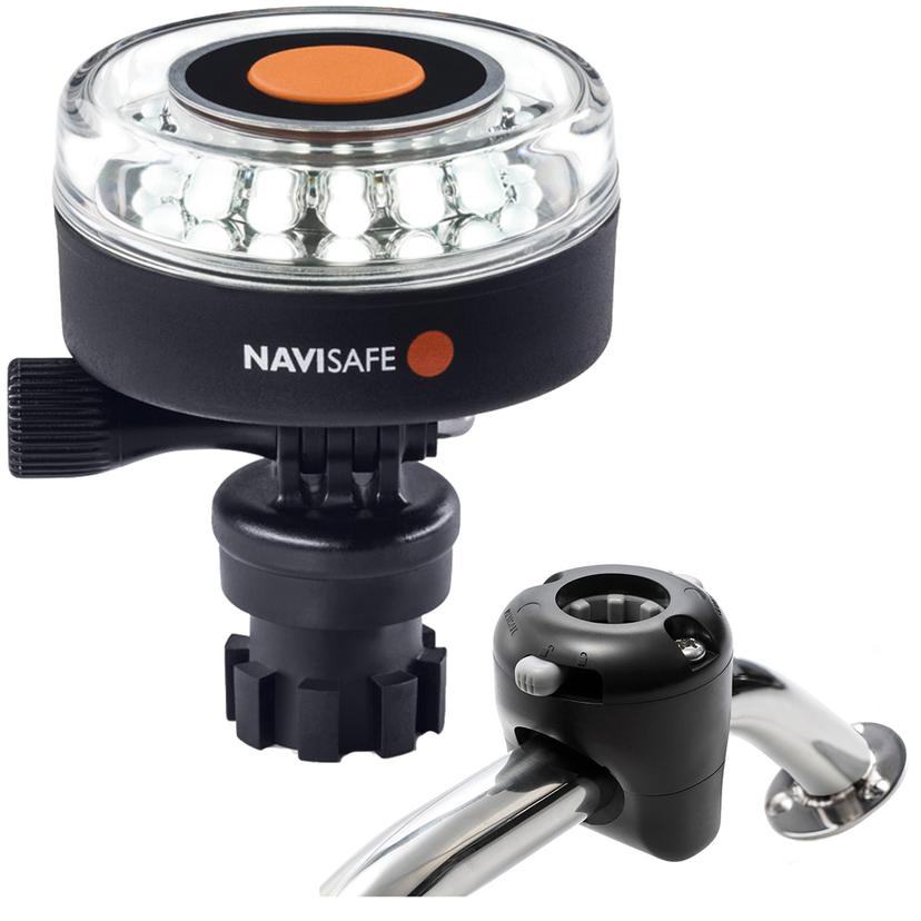 NAVISAFE 040KIT NAVILIGHT 360 DEGREE 2NM WHITE WITH NAVIMOUNT BASE & RAIL MOUNT - BLACK