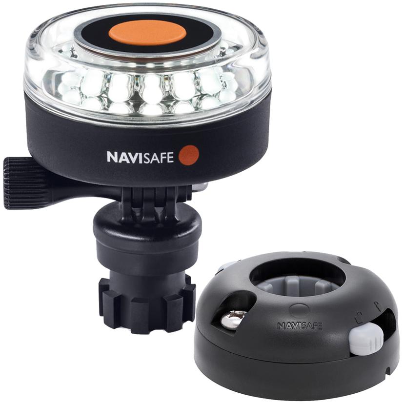 NAVISAFE 040KIT7 NAVILIGHT 360 DEGREE 2NM WHITE WITH NAVIMOUNT BASE & HORIZONTAL MOUNT - BLACK