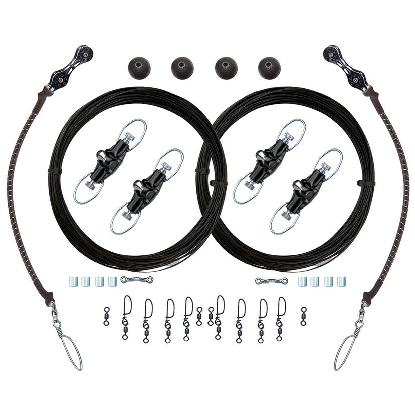 RUPP CA-0026-MO DOUBLE RIGGING KIT W/NOK-OUTS - 320FT BLACK MONO