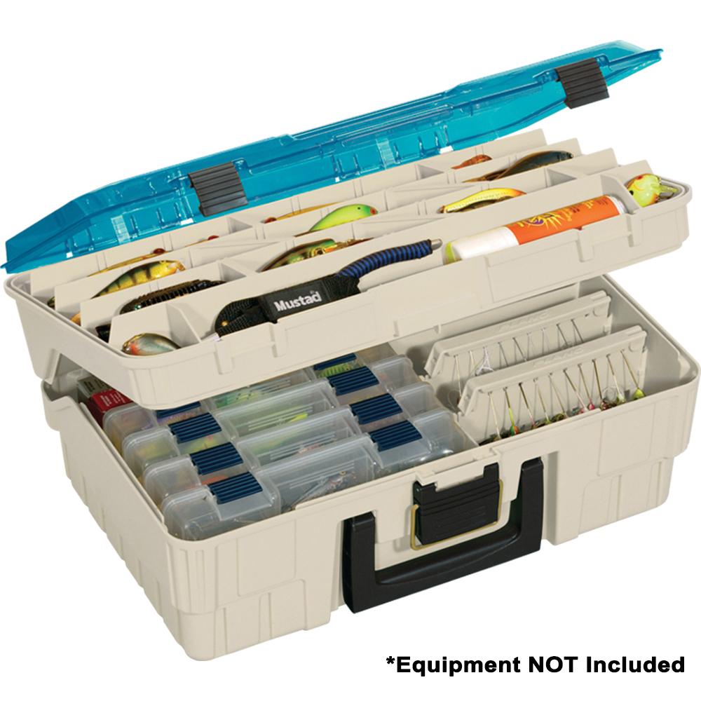 PLANO 135010 TWO-TIER MAGNUM SATCHEL XL - BEIGE/BLUE - The Twister Group Tools product