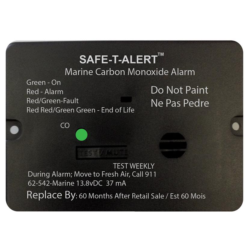 SAFE-T-ALERT 62-542-R-MARINE-BL 62 SERIES CARBON MONOXIDE ALARM W/RELAY - 12V - 62-542-R-MARINE - FLUSH MOUNT - BLACK