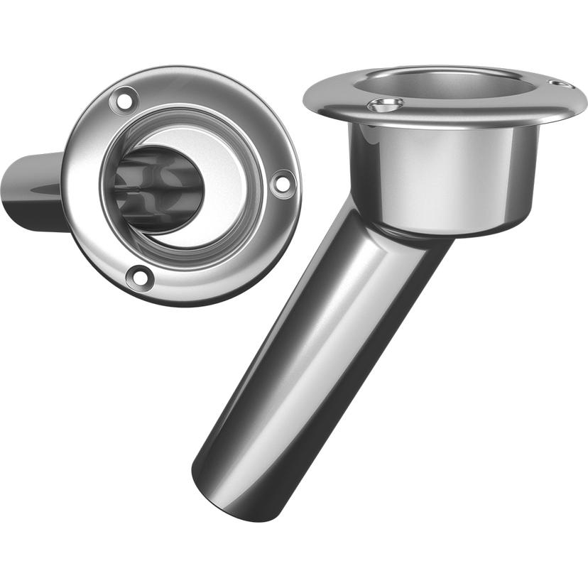 MATE SERIES C1030ND STAINLESS STEEL 30° ROD & CUP HOLDER - OPEN - ROUND TOP