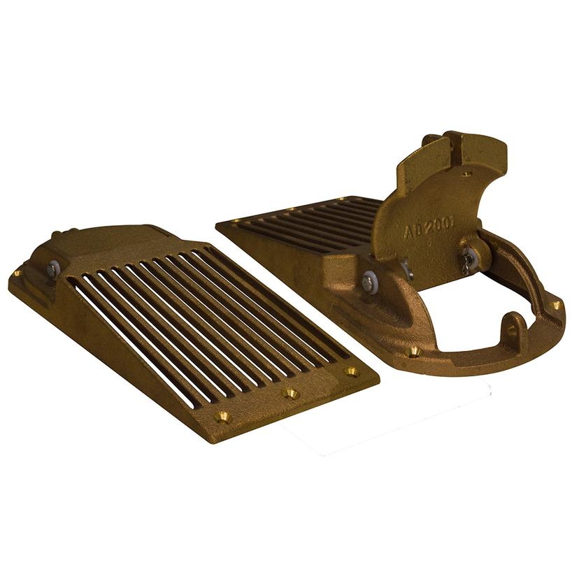 GROCO ASC-2000 BRONZE SLOTTED HULL SCOOP STRAINER W/ACCESS DOOR F/UP TO 2 INCH THRU HULL