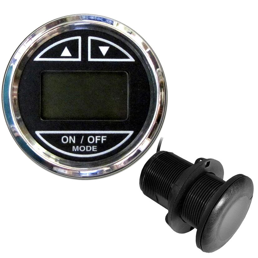 FARIA 13795 2 INCH DEPTH SOUNDER W/THRU-HULL TRANSDUCER - CHESAPEAKE BLACK - STAINLESS STEEL BEZEL