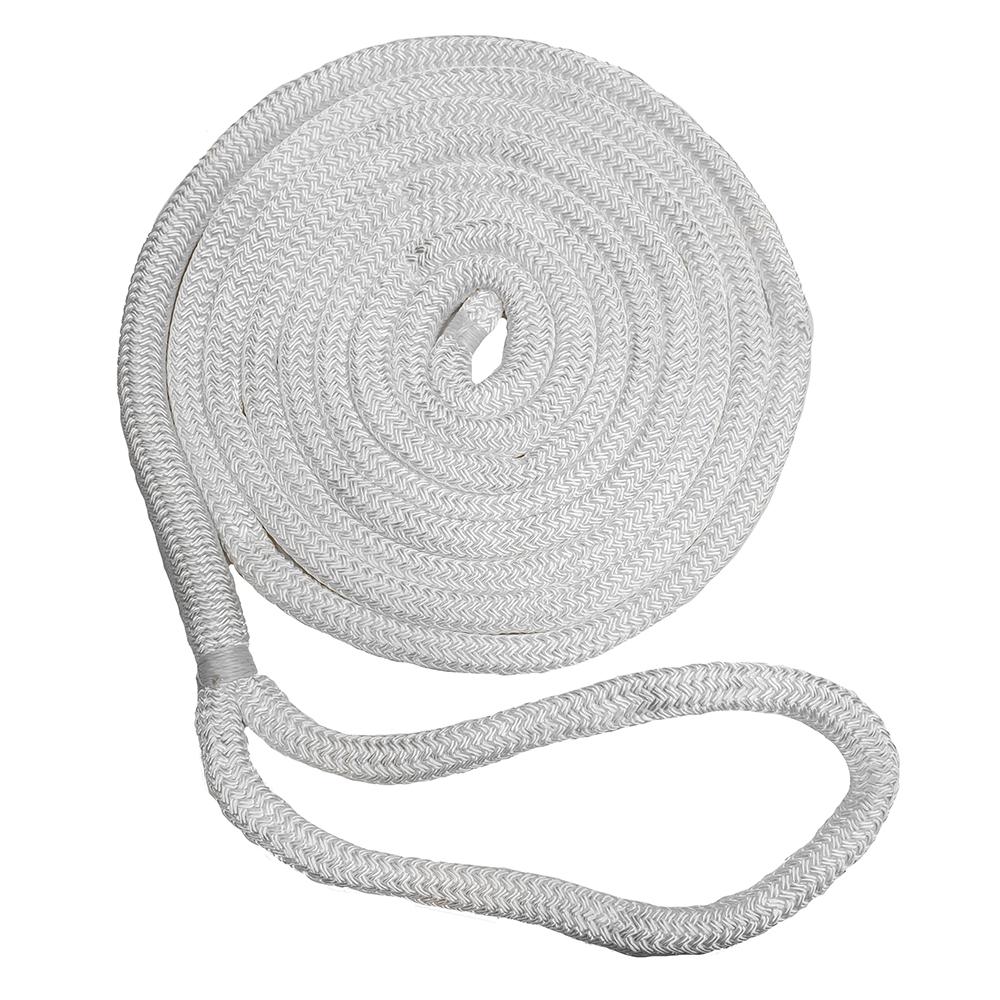 NEW ENGLAND ROPES C5050-20-00015 5/8 INCH X 15FT NYLON DOUBLE BRAID DOCK LINE - WHITE - High quality product image showing NEW ENGLAND ROPES C5050-20-00015 5/8 INCH X 15FT NYLON DOUBLE BRAID DOCK LINE - WHITE details and features