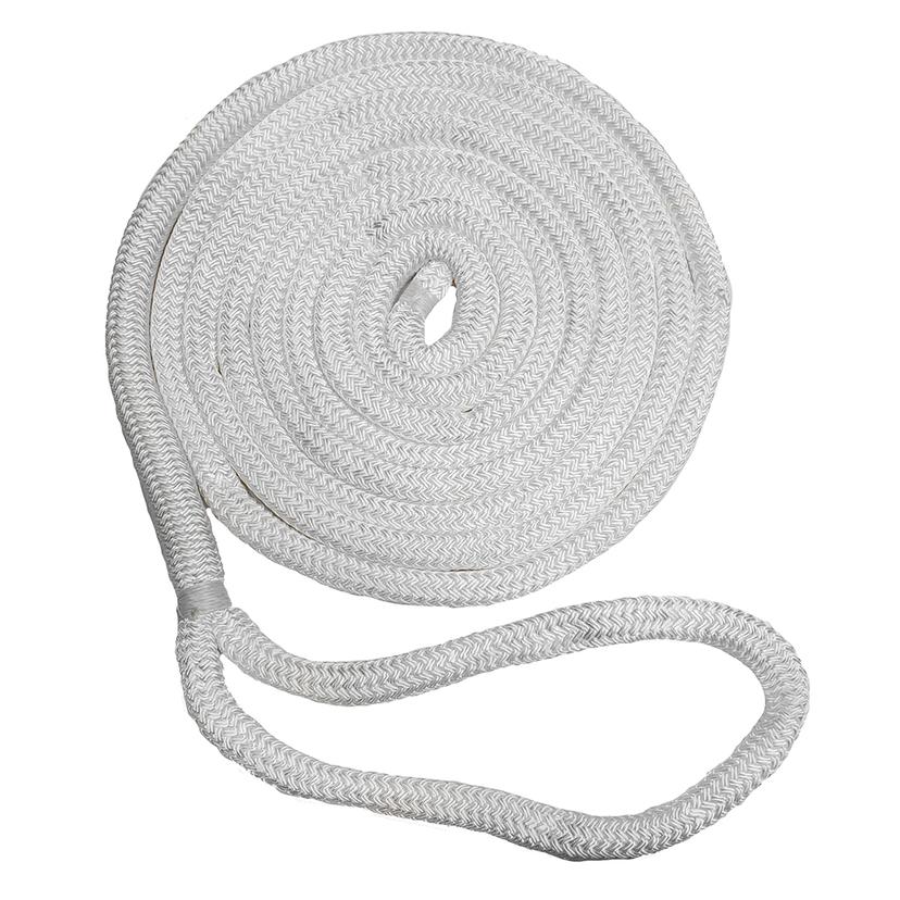 NEW ENGLAND ROPES C5050-24-00025 3/4 INCH X 25FT NYLON DOUBLE BRAID DOCK LINE - WHITE