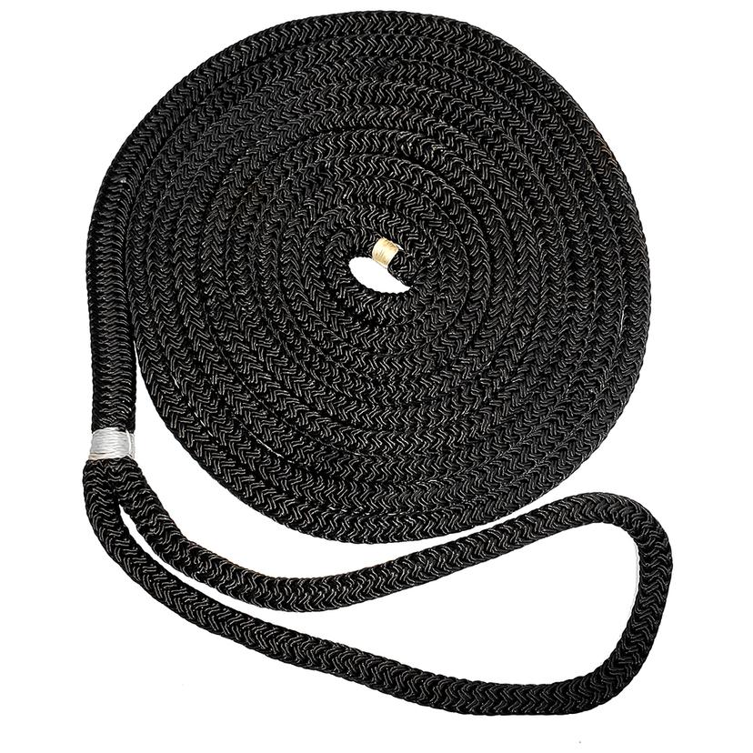 NEW ENGLAND ROPES C5054-12-00015 3/8 INCH X 15FT NYLON DOUBLE BRAID DOCK LINE - BLACK