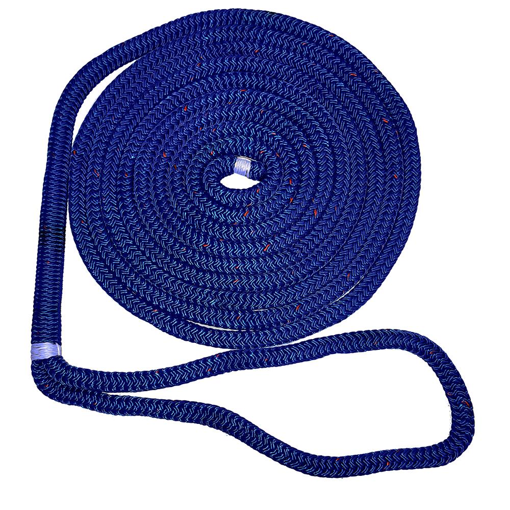 NEW ENGLAND ROPES C5053-20-00035 5/8 INCH X 35FT NYLON DOUBLE BRAID DOCK LINE - BLUE W/TRACER - High quality product image showing NEW ENGLAND ROPES C5053-20-00035 5/8 INCH X 35FT NYLON DOUBLE BRAID DOCK LINE - BLUE W/TRACER details and features