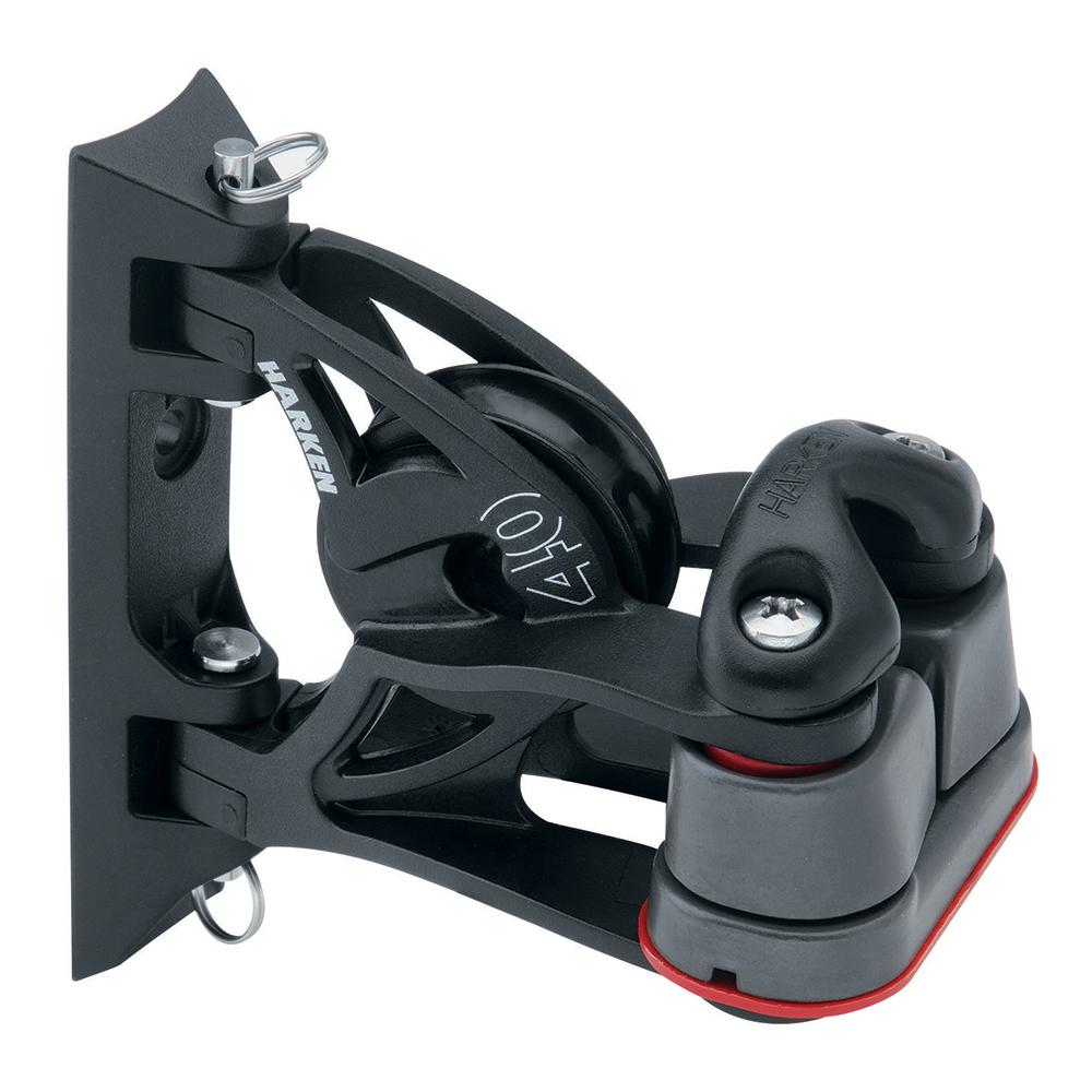 HARKEN 2156 40MM CARBO AIR PIVOTING LEAD BLOCK W/ALUMINUM CAM-MATIC CLEAT - High quality product image showing HARKEN 2156 40MM CARBO AIR PIVOTING LEAD BLOCK W/ALUMINUM CAM-MATIC CLEAT details and features