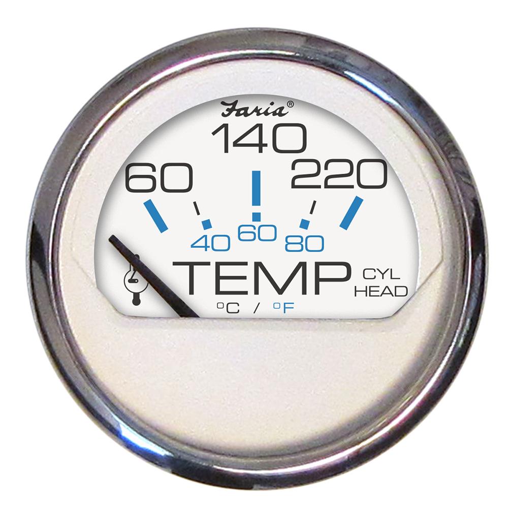 FARIA 13806 CHESAPEAKE WHITE SS 2 INCH CYLINDER HEAD TEMPERATURE GAUGE (60-220°F) - High quality product image showing FARIA 13806 CHESAPEAKE WHITE SS 2 INCH CYLINDER HEAD TEMPERATURE GAUGE (60-220°F) details and features