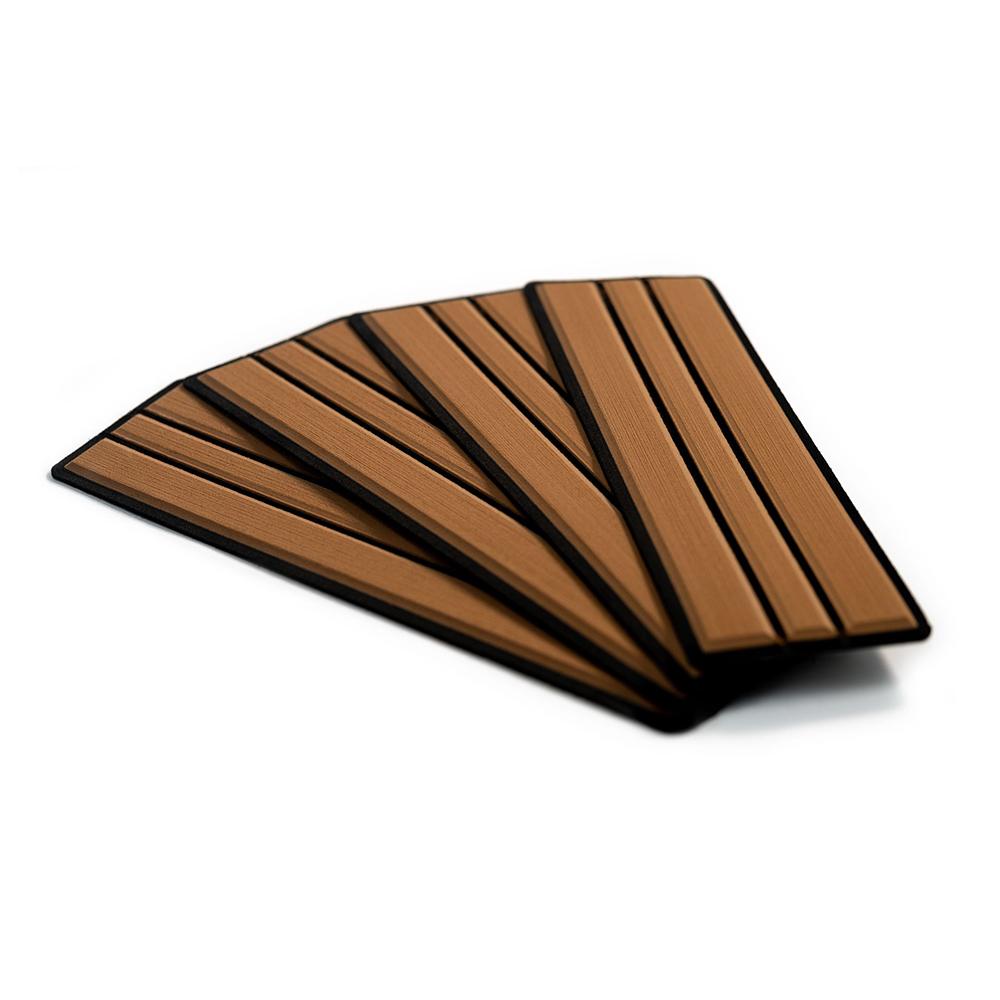 SEADEK 23902-80093 BRUSHED 6MM 4-PIECE STEP KIT - 3.75 INCH X 12.75 INCH - MOCHA/BLACK FAUX TEAK - High quality product image showing SEADEK 23902-80093 BRUSHED 6MM 4-PIECE STEP KIT - 3.75 INCH X 12.75 INCH - MOCHA/BLACK FAUX TEAK details and features