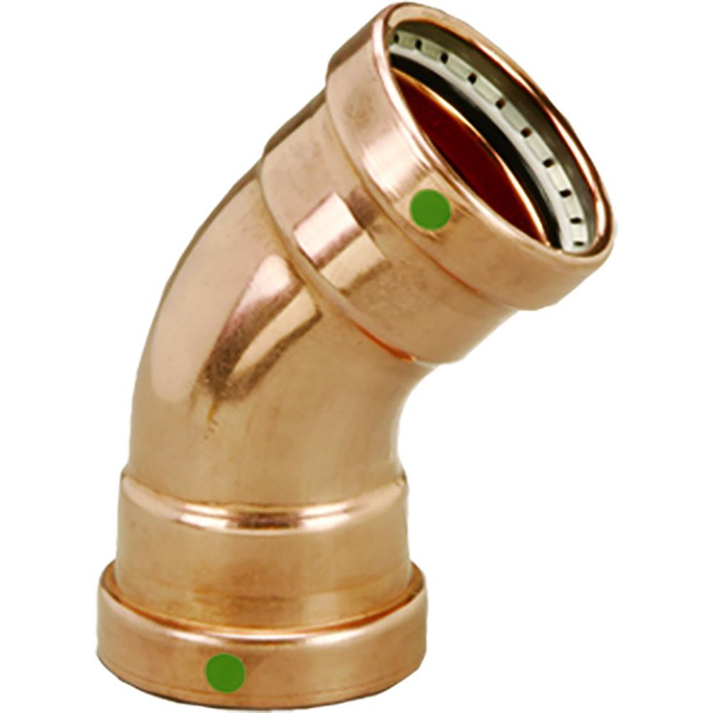 VIEGA 20653 PROPRESS 2-1/2 INCH - 45°COPPER ELBOW - DOUBLE PRESS CONNECTION - SMART CONNECT TECHNOLOGY - The Twister Group Tools product