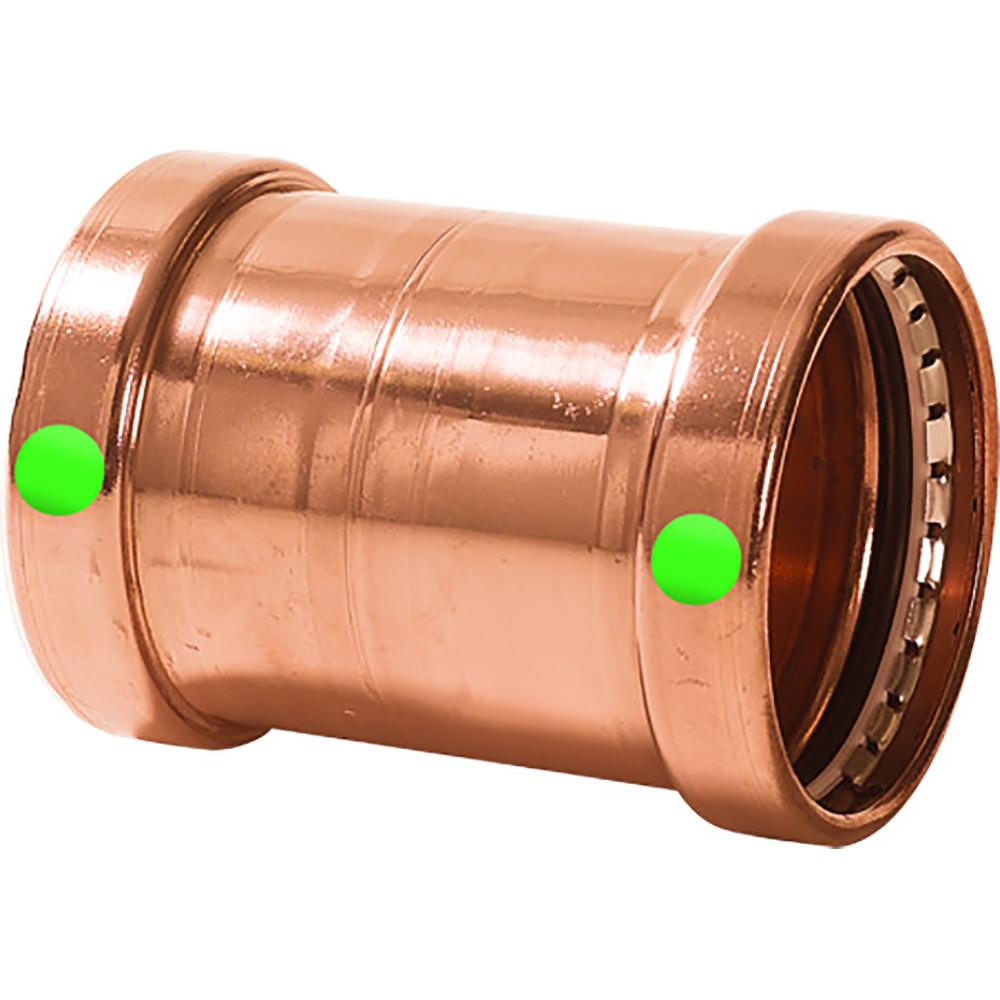 VIEGA 20743 PROPRESS 2-1/2 INCH COPPER COUPLING W/O STOP - DOUBLE PRESS CONNECTION - SMART CONNECT TECHNOLOGY - High quality product image showing VIEGA 20743 PROPRESS 2-1/2 INCH COPPER COUPLING W/O STOP - DOUBLE PRESS CONNECTION - SMART CONNECT TECHNOLOGY details and features