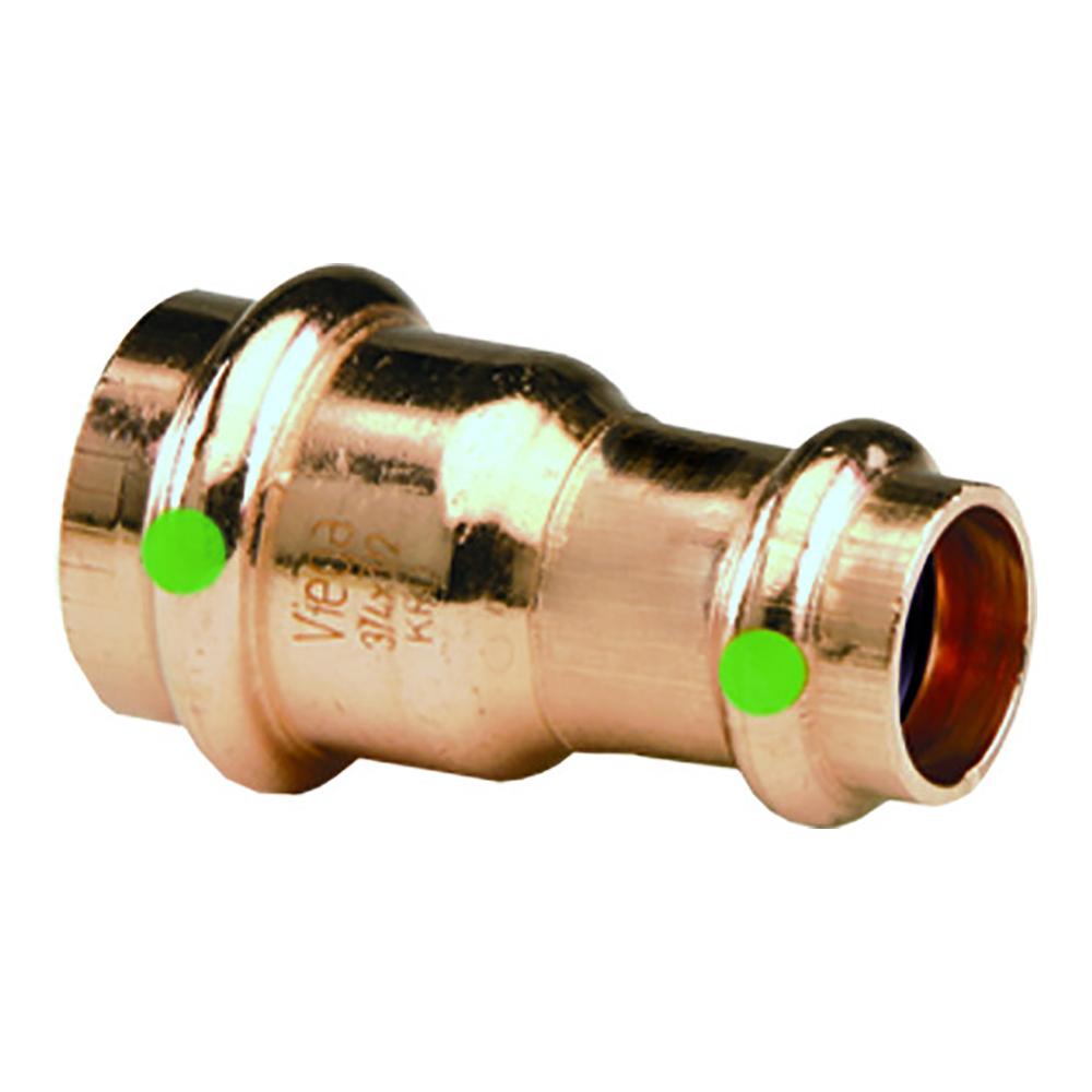 VIEGA 15588 PROPRESS 1-1/2 INCH X 1 INCH COPPER REDUCER - DOUBLE PRESS CONNECTION - SMART CONNECT TECHNOLOGY - High quality product image showing VIEGA 15588 PROPRESS 1-1/2 INCH X 1 INCH COPPER REDUCER - DOUBLE PRESS CONNECTION - SMART CONNECT TECHNOLOGY details and features