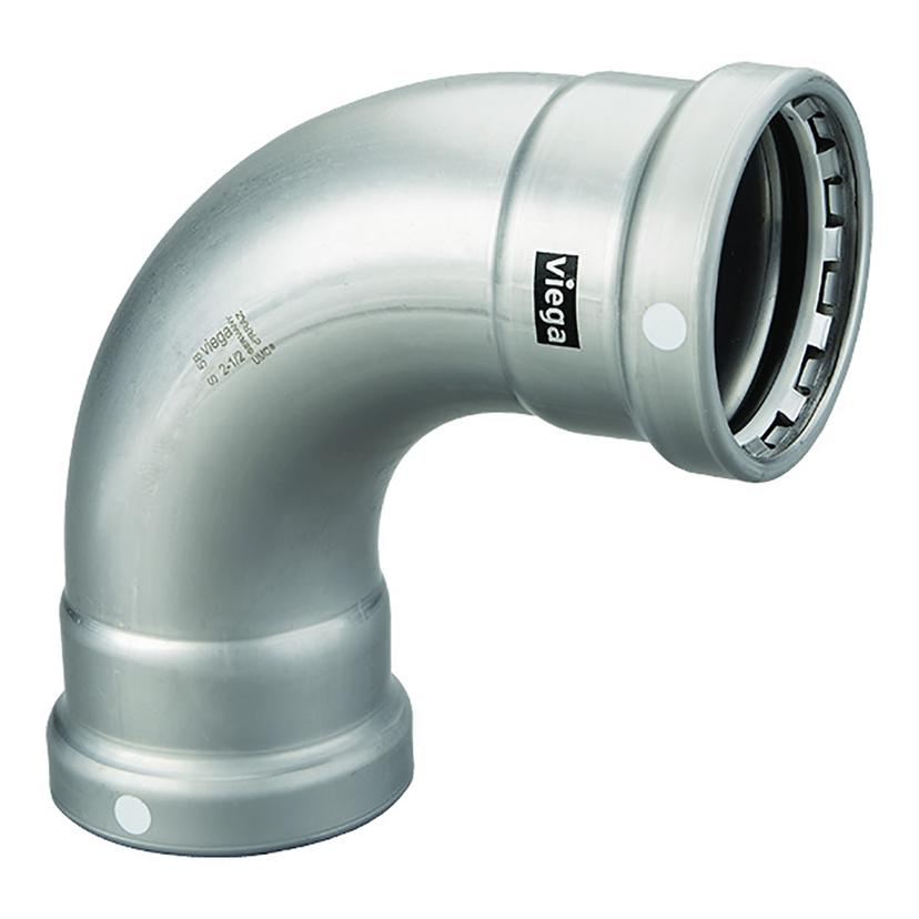 VIEGA 26500 MEGAPRESS 2-1/2 INCH 90°CARBON STEEL ELBOW W/FKM - DOUBLE PRESS CONNECTION - SMART CONNECT TECHNOLOGY