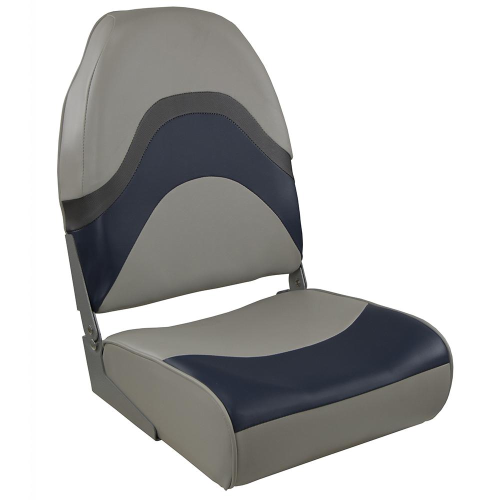 SPRINGFIELD 1062031 PREMIUM WAVE FOLDING SEAT - GREY/BLUE W/METEOR STRIPE - High quality product image showing SPRINGFIELD 1062031 PREMIUM WAVE FOLDING SEAT - GREY/BLUE W/METEOR STRIPE details and features