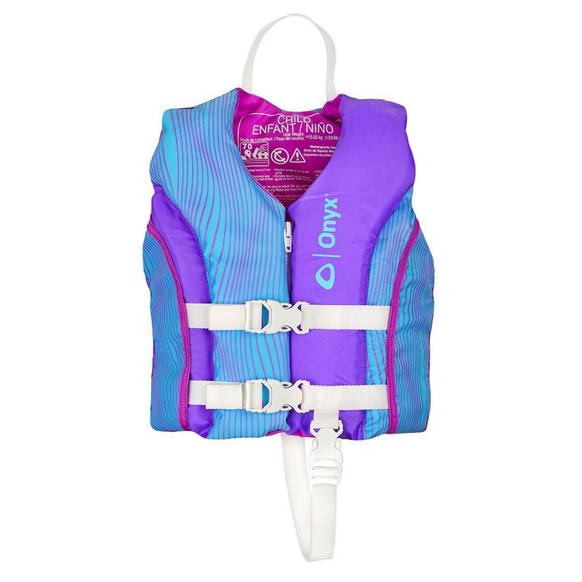 ONYX 121000-600-001-21 SHOAL ALL ADVENTURE CHILD PADDLE & WATER SPORTS LIFE JACKET - PURPLE